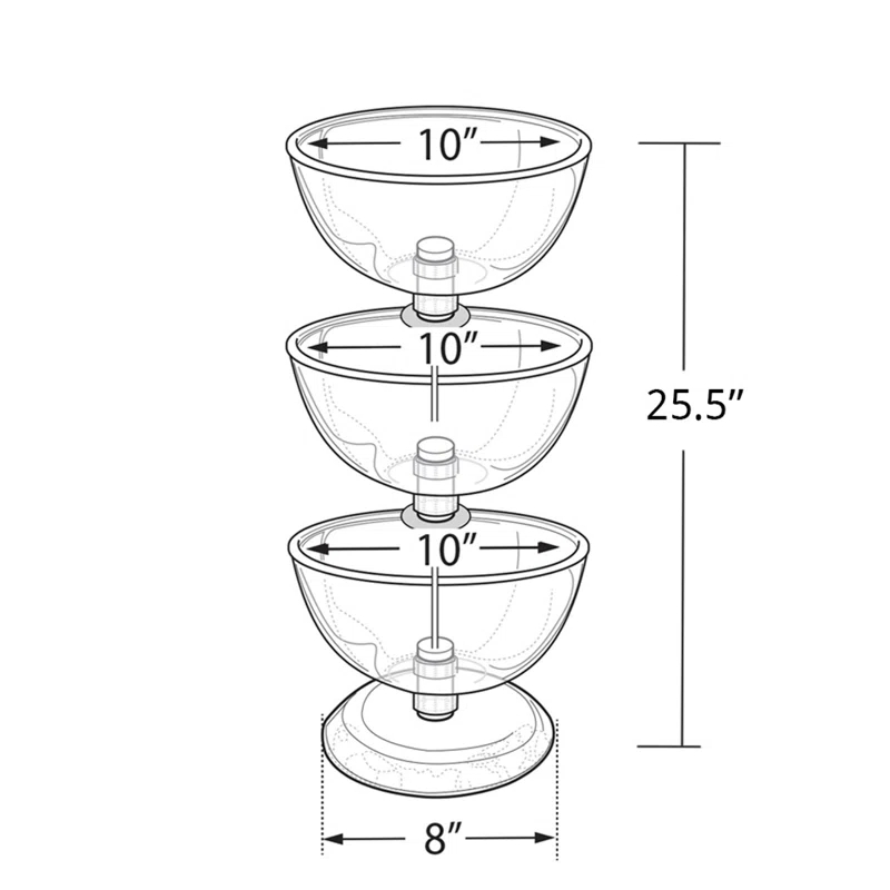 Azar Displays Three-Tier 10", 10" & 10" Bowl Display