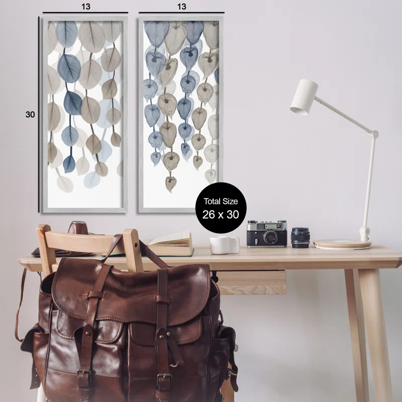 Neutral Opaque Cascading Leaves 2 Piece Giclee Art Set by Albert Koetsier