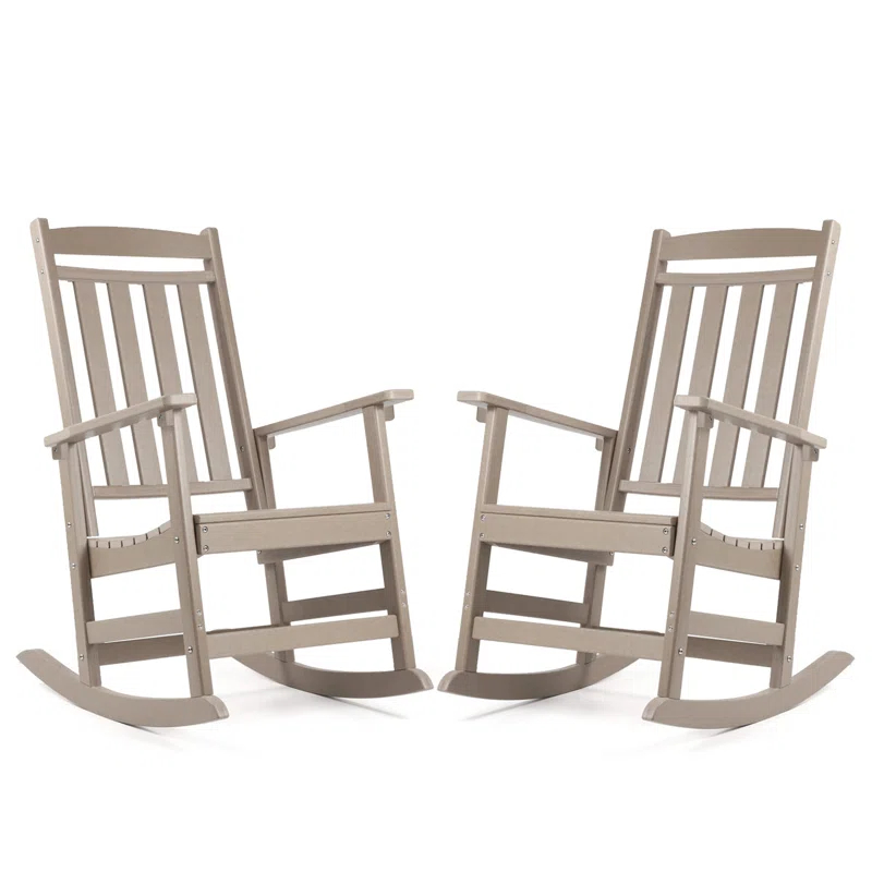 Oxing HDPE Outdoor Rocking Chair (Set of 2)