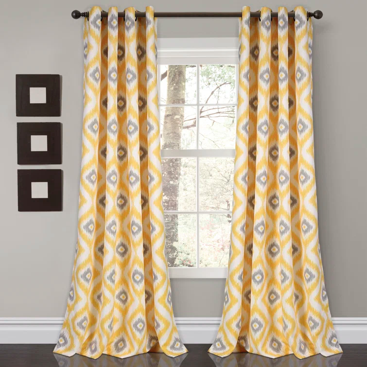 Lush Decor Diamond Ikat Polyester Semi Sheer Curtain Pair (Set of 2)