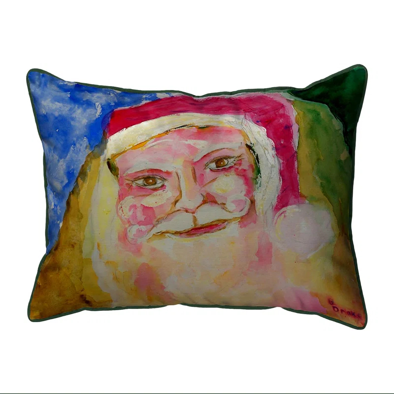 Betsy Drake Interiors Santa Face Indoor/Outdoor Throw Pillow