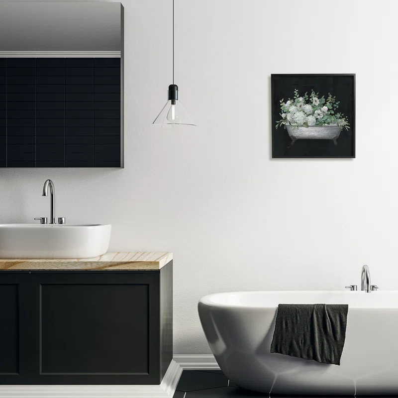 Stupell Industries " Vintage Clawed Bathtub Botanical White Flower Bouquet " by Nan