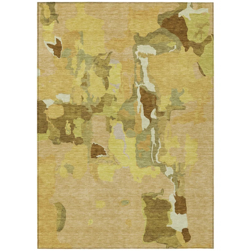 Machine Washable Indoor/Outdoor Chayden ACN1028 Gold Rug