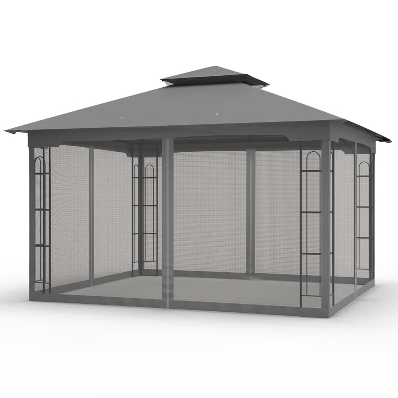 13 Ft. W x 11 Ft. D Steel Patio Gazebo with Netting