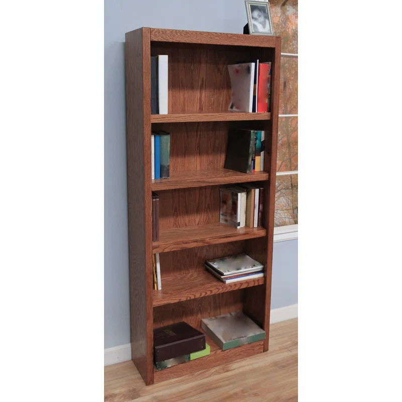 Winston Porter Herard 5 Shelf Wood Bookcase, 72 inch Tall