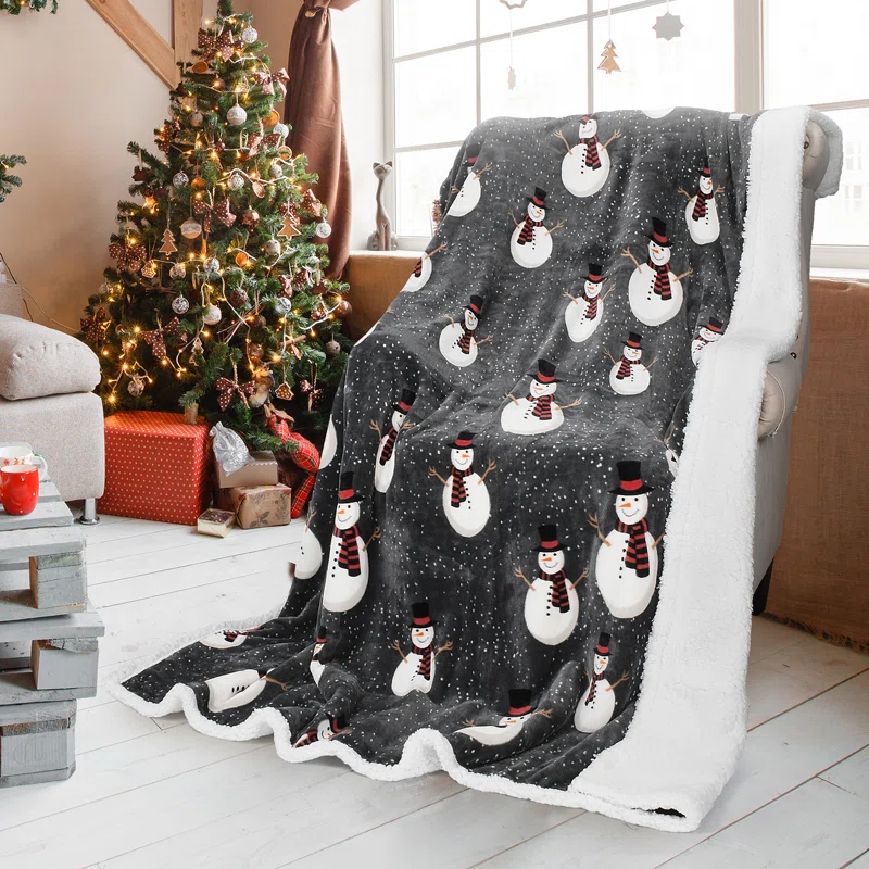 Catalonia Snowman Blanket, Christmas Sherpa Fleece Throw, Blanket For Couch And Bed,Soft,Thick, Fluffy,Warm