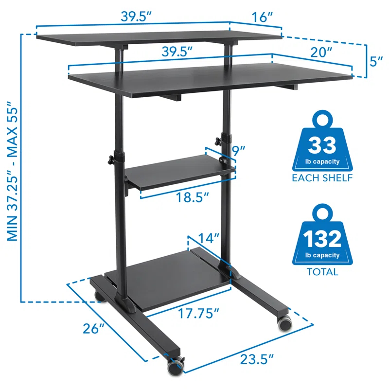 Mount-it Adjustable Metal Base Standing Desk Converter