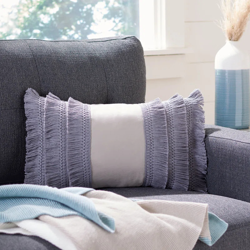 Safavieh Grema Fringed Cotton Reversible Throw Pillow