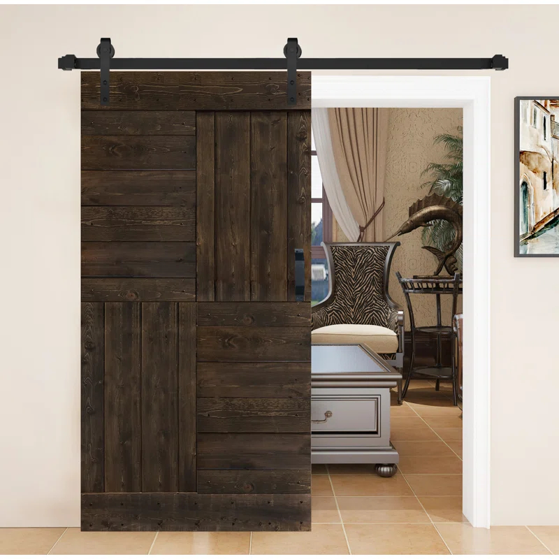 Mr. Wood Patented Product S Series DIY Sliding Barn Door With Installation Hardware Kit