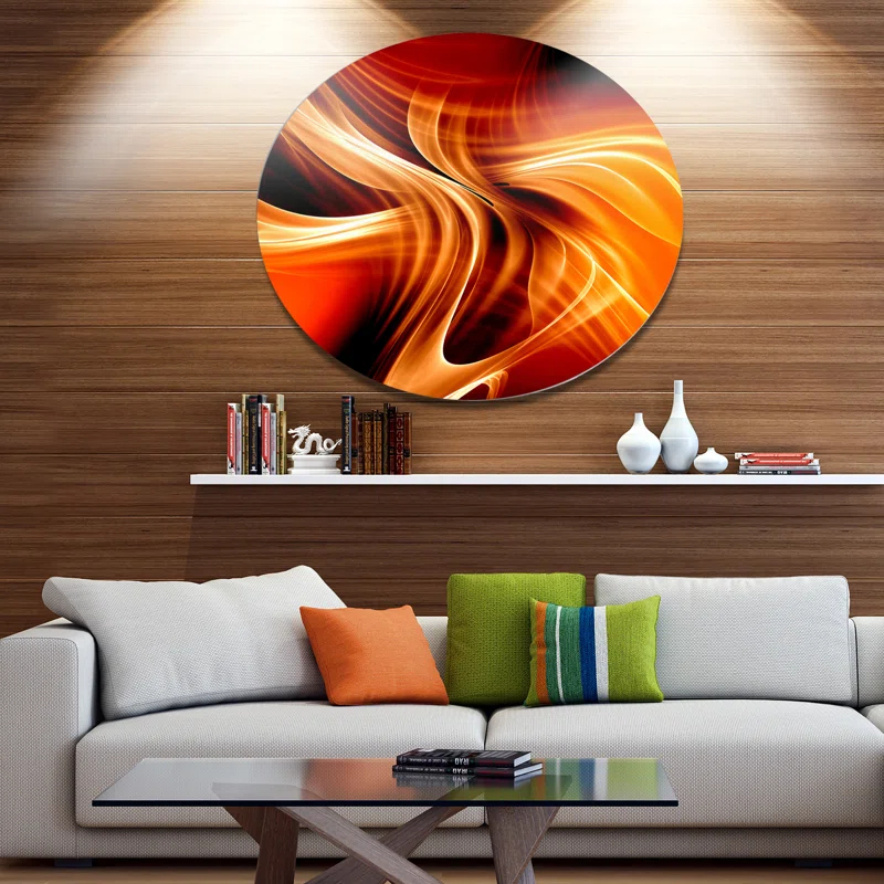 Design Art " 'Orange Abstract Warm Fractal Design' Graphic Art Print On Metal "