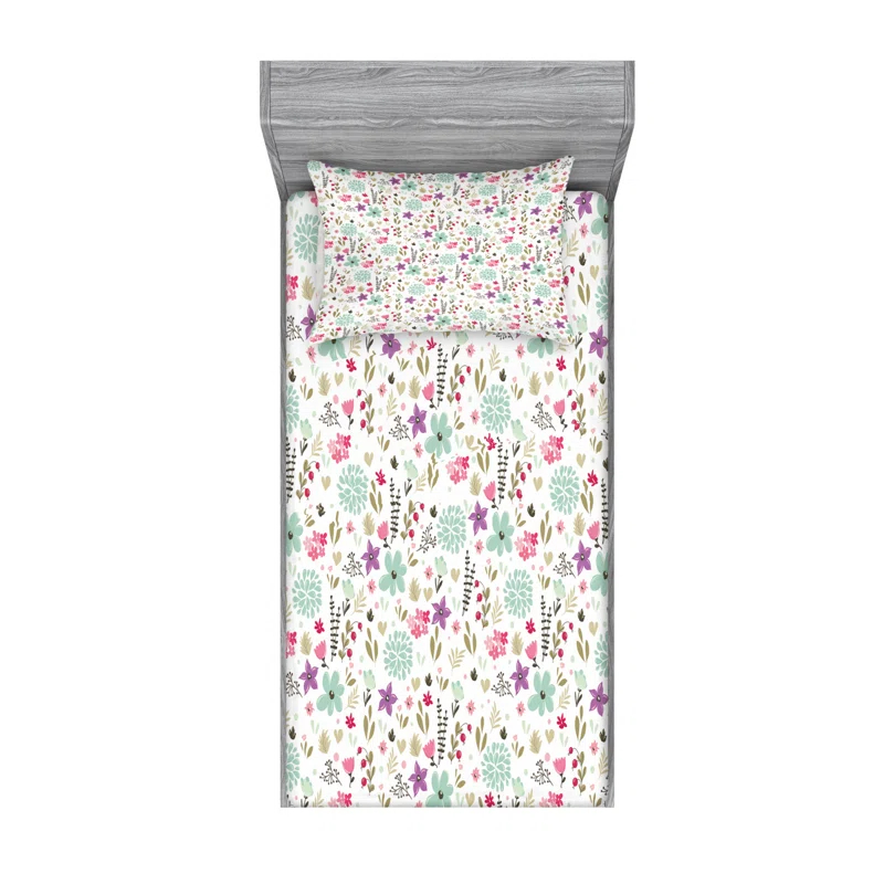 Ambesonne Microfiber Floral Sheet Set