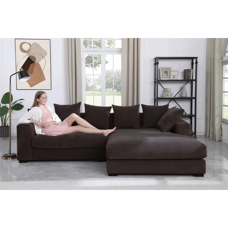 DEVION Furniture Naomi Corduroy Upholstered Sectional