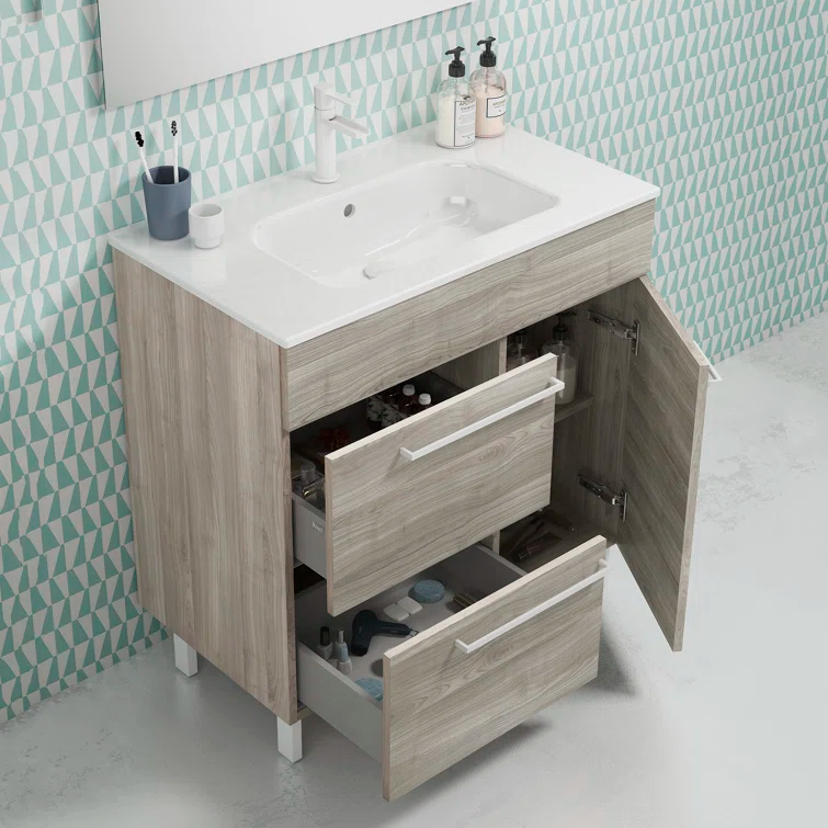 WS Bath Collections Elegance 31.5'' Single Bathroom Vanity with Ceramic Top with Mirror