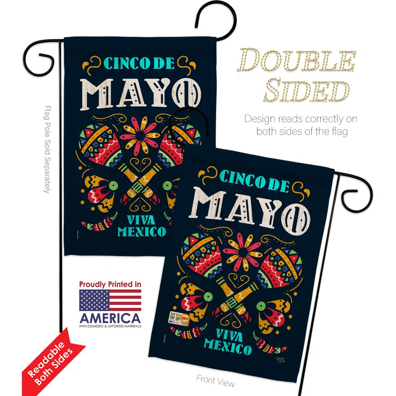 Breeze Decor Double Sided 18.5'' H x 13'' W Polyester Cinco De Mayo Garden Flag