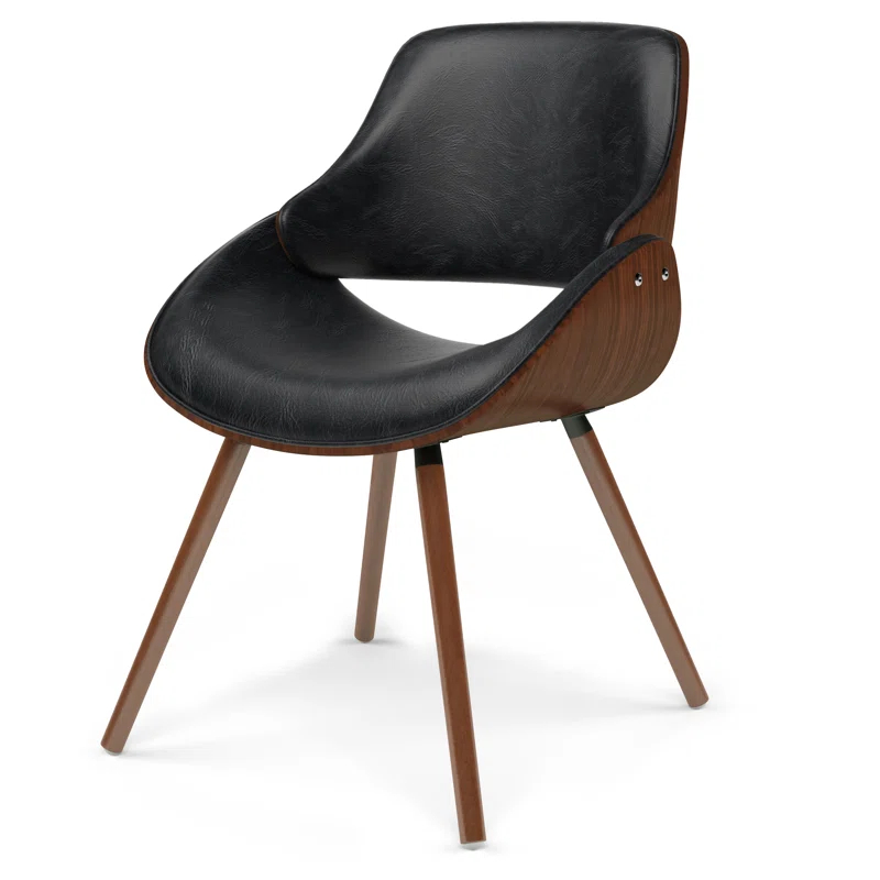 Simpli Home Malden Upholstered Dining Chair with Ergonomic Solid Wood Frame and Mid-Century Modern Style