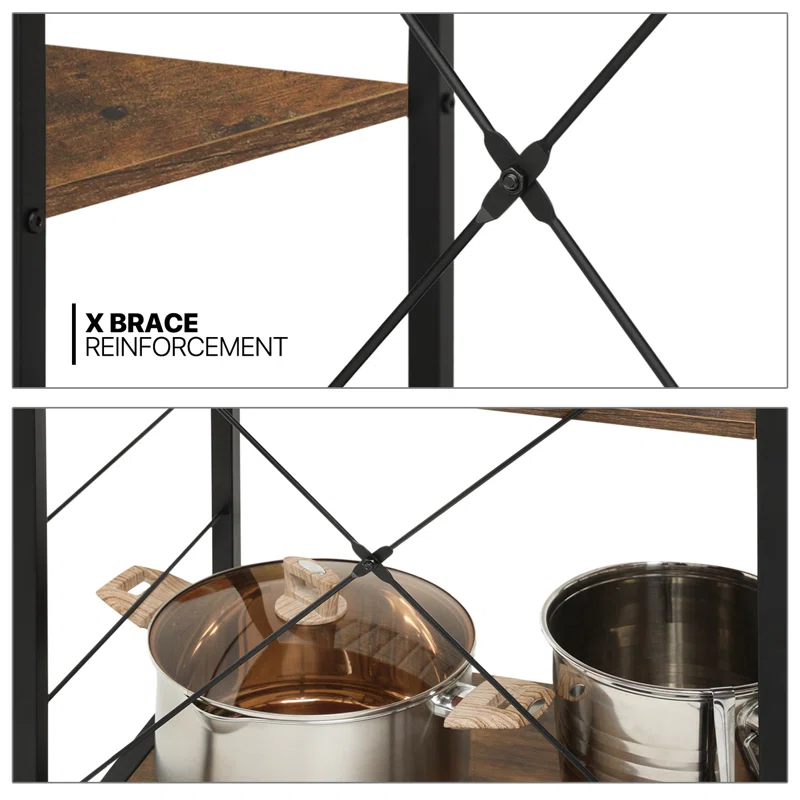 35.5" Steel Standard Baker's Rack with Microwave Compatibility, 5 Shelves Utility Shelf with Hooks