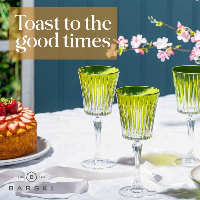 Barski Colored Wine Glasses - Set of 6 Wine Goblets - Glassware - Water Goblets - 7.5 oz (Set of 6)