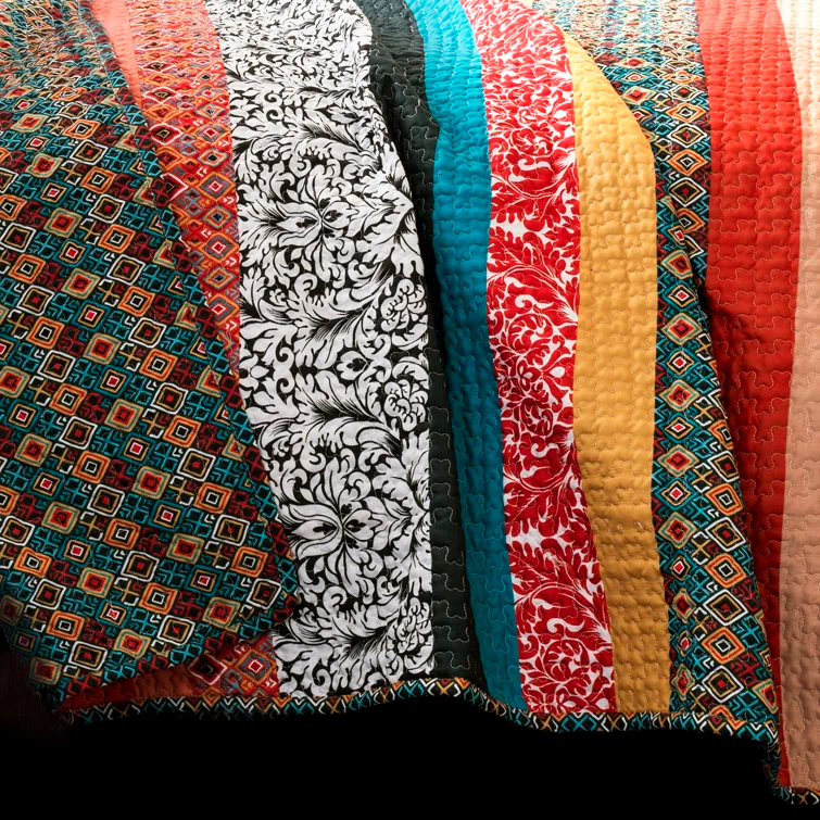 Lush Decor Boho Stripe Reversible Coverlet Set