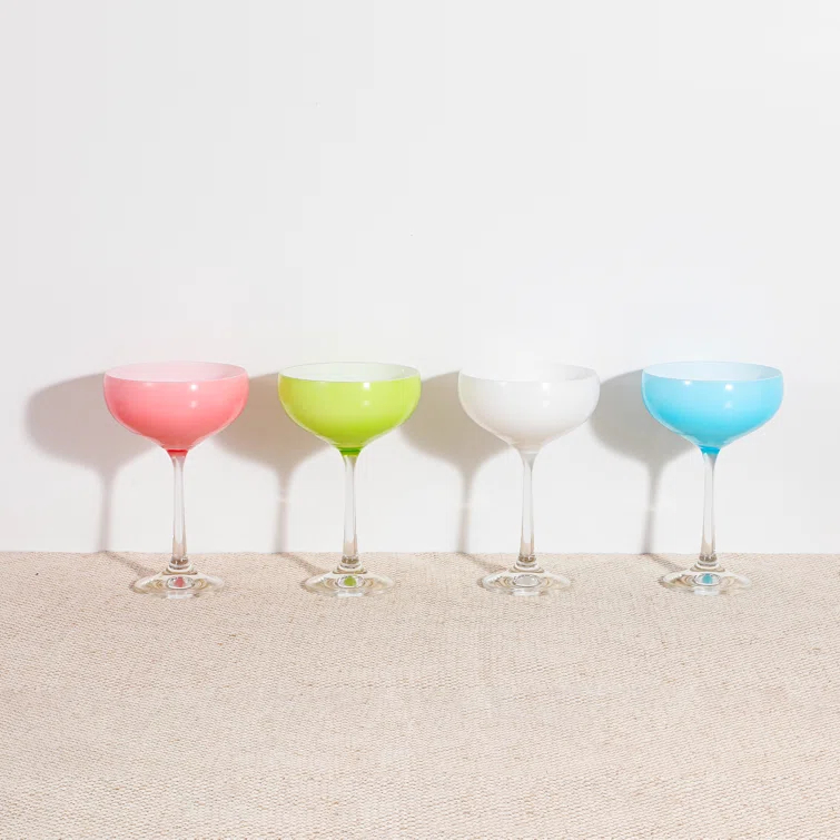 TABLE 12 TDA Series Table 12 5.8-ounce Mini Coupe Cocktail Glasses, Glass Cups Set Of 4, Champagne Glasses In Assorted Colors