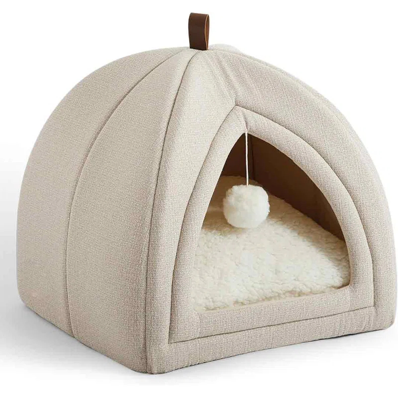Cat Beds For Indoor Cats - 2 In 1 Cat Cave For Kittens And Small Pets, Foldable Cat House Tent With Removable Washable Cushioned Pillow, Cat Hideaway With Non-Slip Bottom