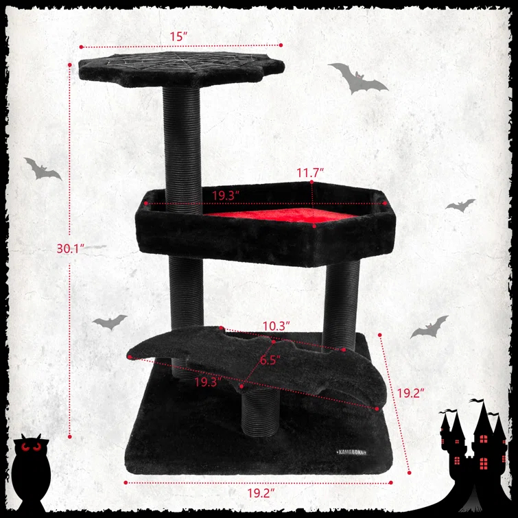Tucker Murphy Pet™ Evannah Gothic Cat Tree for Hallowen, Cat Tower with Coffin Bed