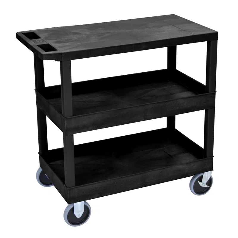 Luxor E Series Heavy Duty Utility Cart with 2 Tub and 1 Flat Shelves