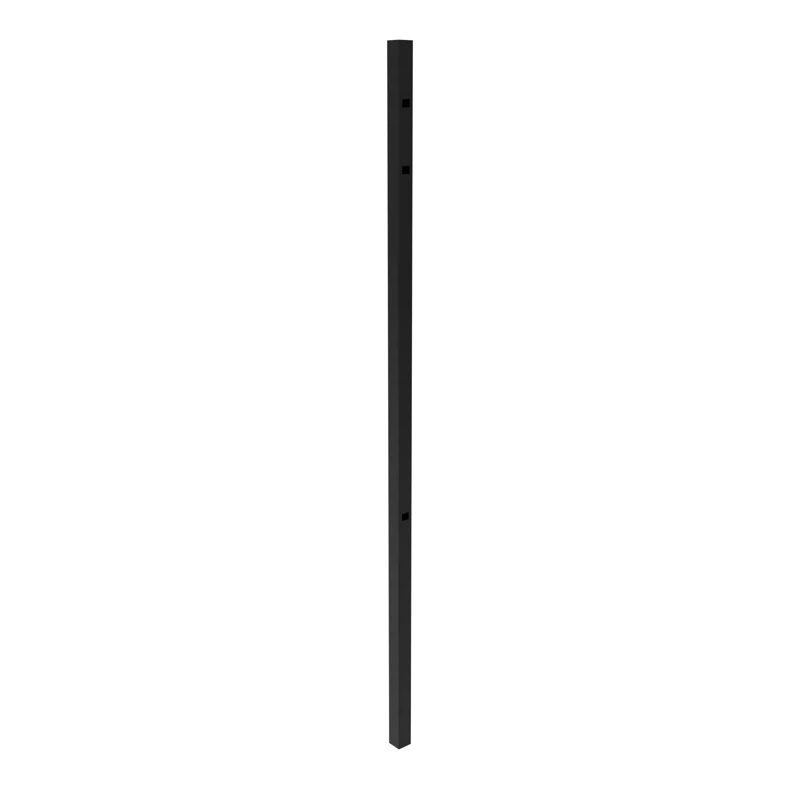 Fortress Building Products Athens 2-in x 2-in x 7-ft Gloss Black Aluminum Pressed Spear Fence Line Post