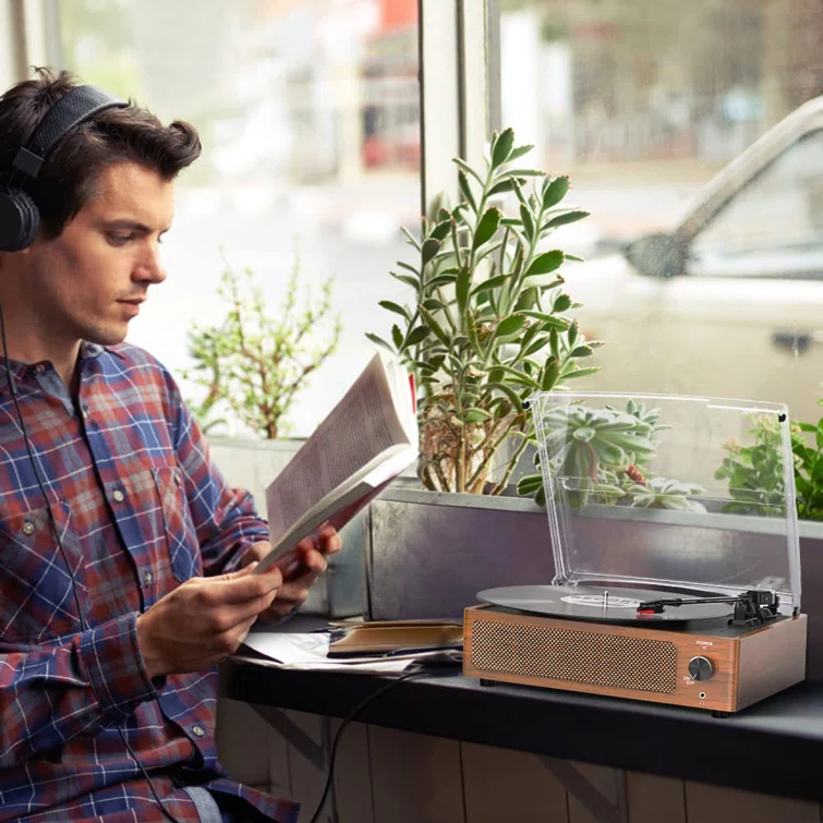 BEACHWATER POOL & SPA, LLC Vinyl Record Player With Speakers Vintage Turntable For Vinyl Records Belt-Driven Turntable Support 3-Speed Bluetooth Playback Headphone AUX RCA Line LP Vinyl Players For Sound Enjoyment Retro