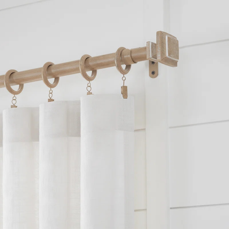 MODE Mode Farmhouse Collection 1 1/8 in Diameter Curtain Rod Set with Cottage Square Finials and Steel Wall Mounted Adjustable Rod
