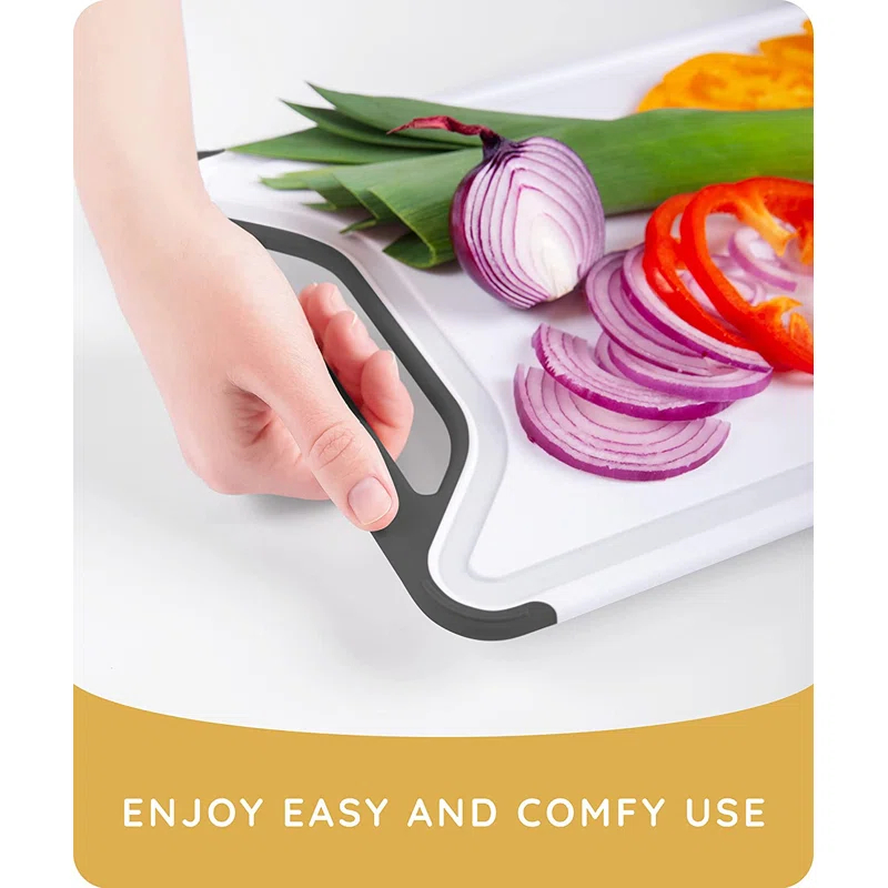 Cutting Boards For Kitchen - Plastic Cutting Board Set Of 3, Dishwasher Safe Cutting Boards With Juice Grooves, Thick Chopping Boards For Meat, Veggies, Fruits, Easy Grip Handle, Non-slip (black)