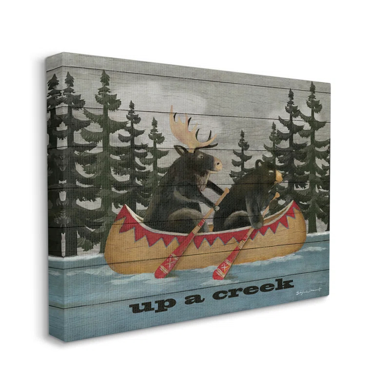 Stupell Industries " Up A Creek Woodland Cabin Canoe " by Stephanie Workman Marrott