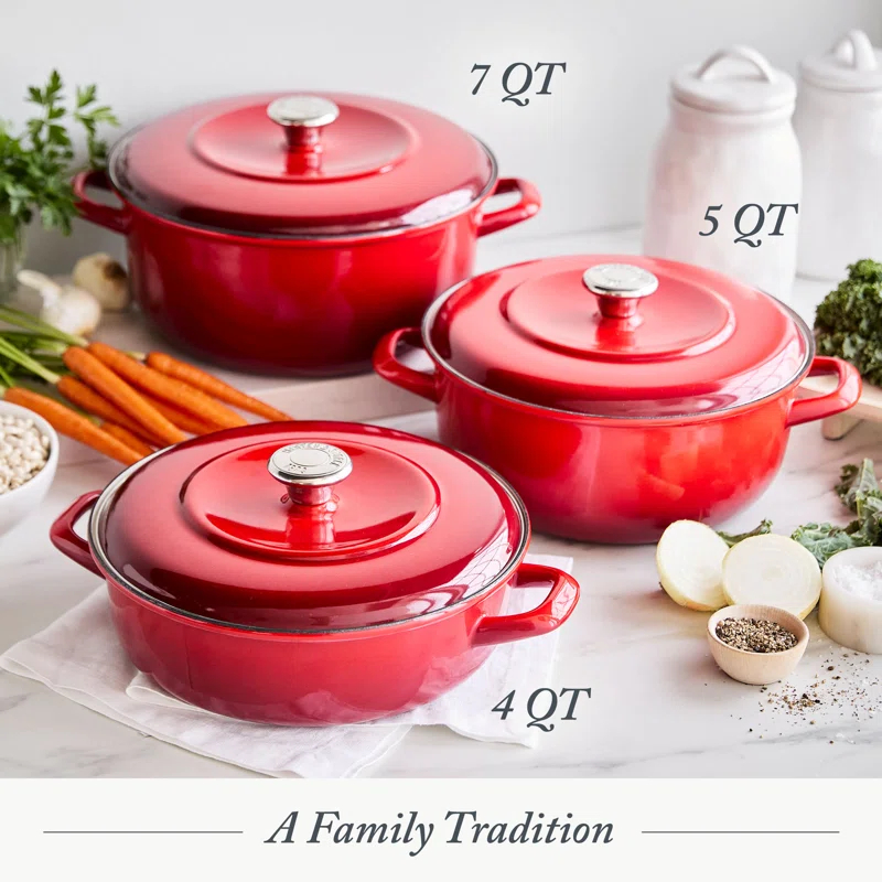 Merten and Storck Merten And Storck 7 Quarts Non-Stick Enameled Cast Iron Round Dutch Oven