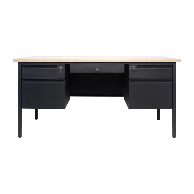Flash Furniture Cambridge 60" Commercial Double Pedestal Desk with 5 Locking Drawers