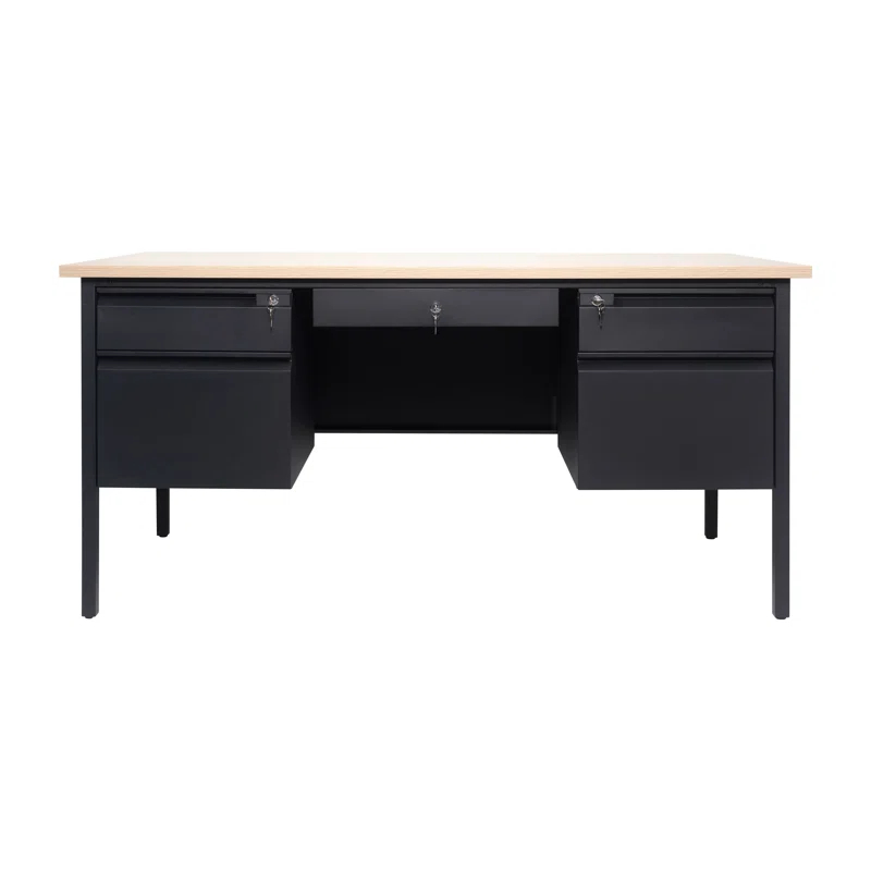 Flash Furniture Cambridge 60" Commercial Double Pedestal Desk with 5 Locking Drawers