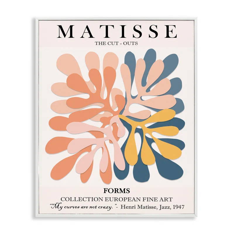 Stupell Industries Classical Matisse Painting Cut Out Forms Traditional Abstract - Graphic Art Print