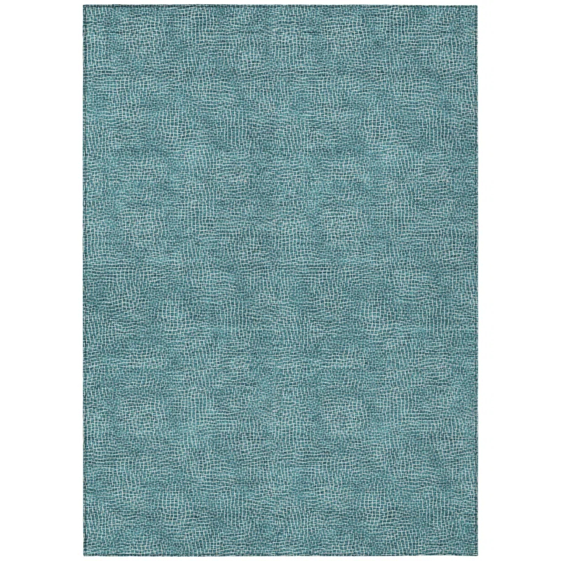 Machine Washable Indoor/Outdoor Chayden ACN1057 Teal Rug