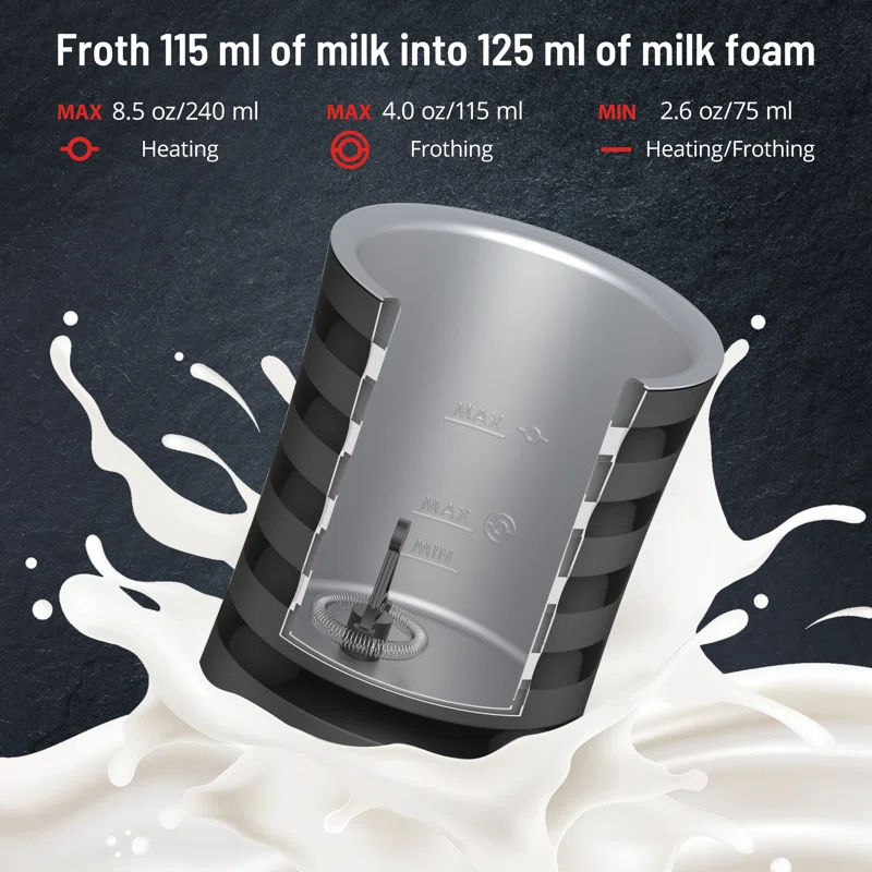 Paris-Rhône Milk Frother, Paris Rhône Milk Frother And Steamer For Hot And Cold Foam, 4-in-1 Electric Milk Frother For Coffee, Quiet Milk Steamer With Auto Shut Off, Milk Warmer For Latte, Cappuccino, Macchiato