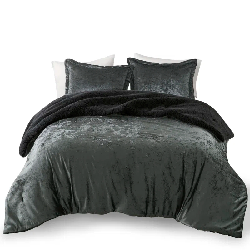 Intelligent Design Mira Crushed Velvet Sherpa Reversible Comforter Set & Reviews | Wayfair