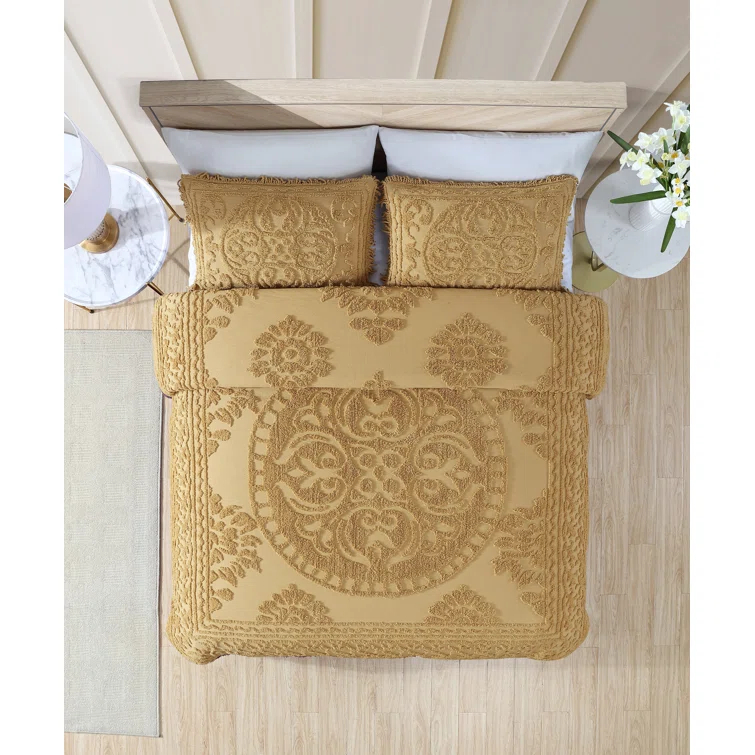 Beatrice Home Fashions Medallion Cotton Farmhouse / Country Quilt