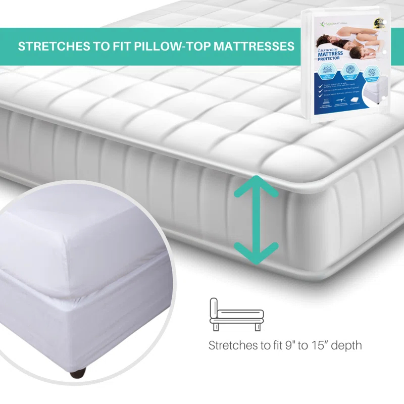 Hygea Natural Waterproof Zipper Mattress Protector Case Pack