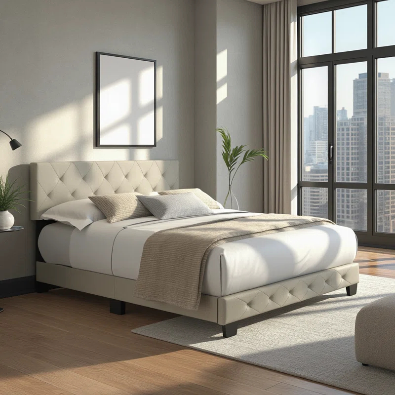Boyd Sleep Boyd Sleep Chloe Linen Upholstered Bed Frame with Adjustable Headboard, Sturdy Wood Slat System, No Box Spring Required