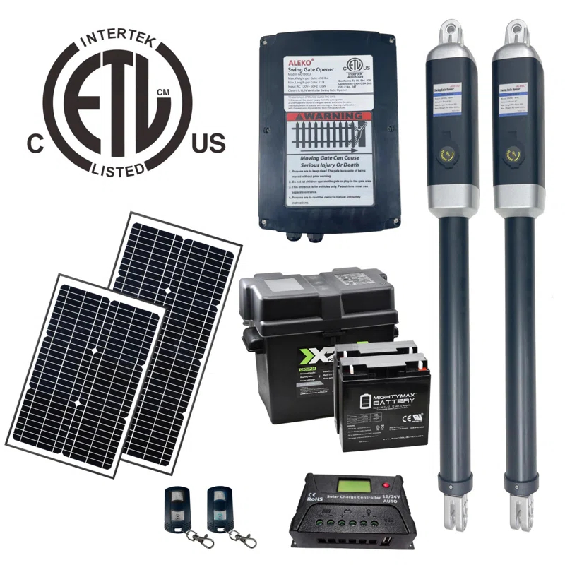 Dual Swing Gate Operator - GG1300U/AS1300U AC/DC - ETL Listed - Solar Kit 50W