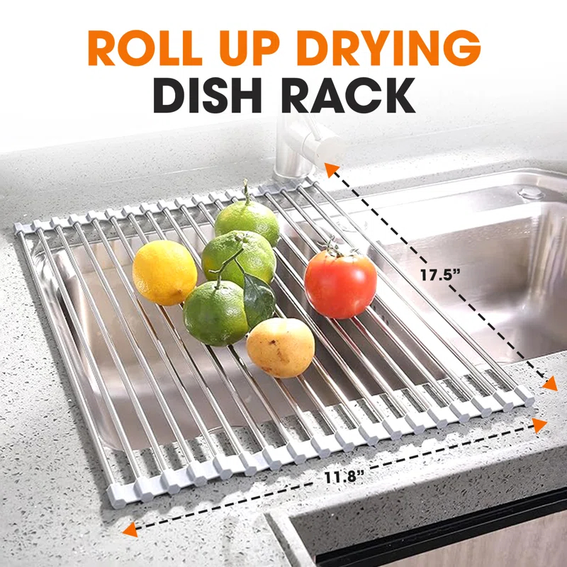Cheer Collection Adjustable Stainless Steel Over The Sink Dish Rack