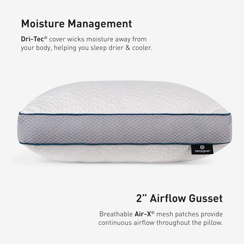 Bedgear Linea Performance Pillow - Soft Support Pillow for Neutral / Warm Sleepers