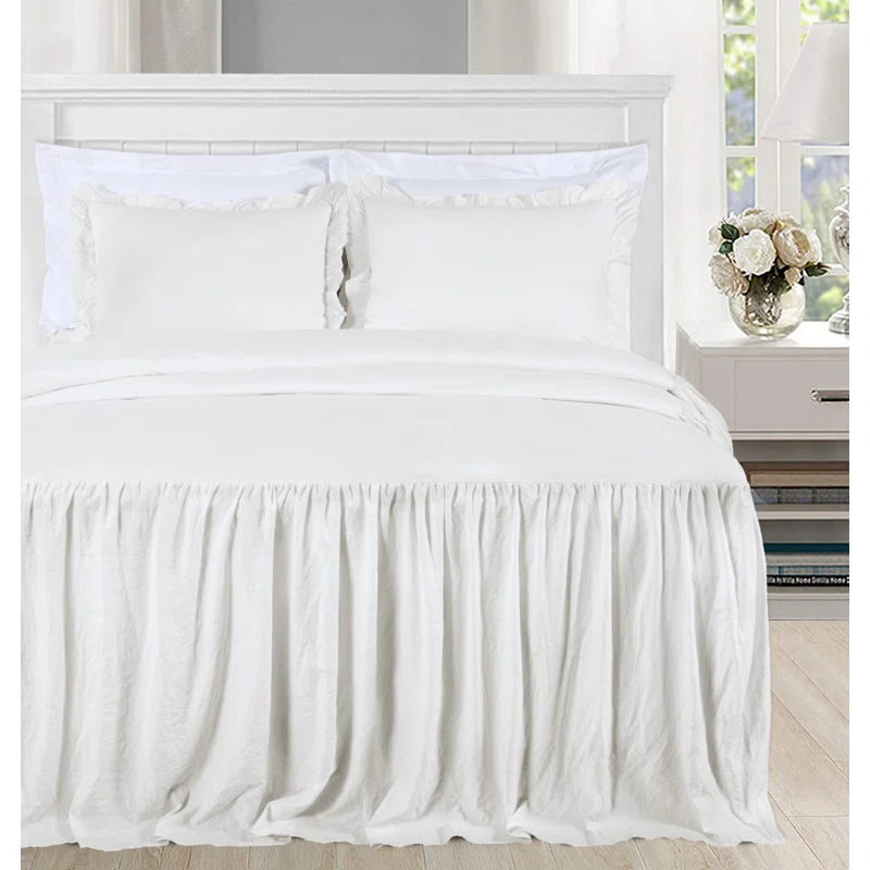 Chezmoi Collection Sinclair French Country Chic Ruffle Skirt Bedspread Set