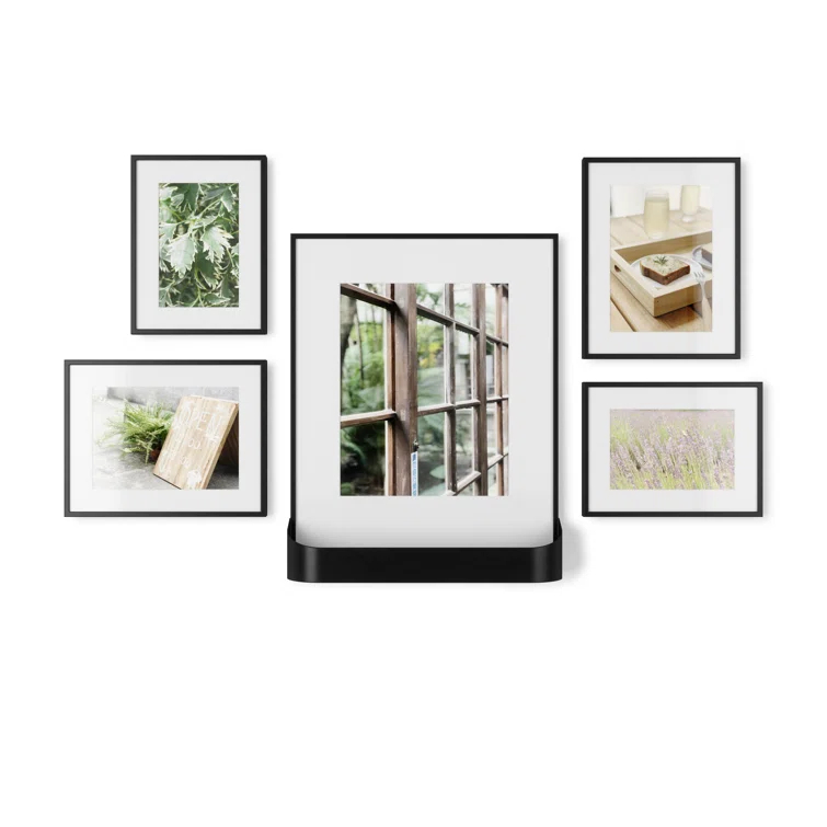 Hokku Designs Downey Black Picture Frame - Set of 5 with Mat