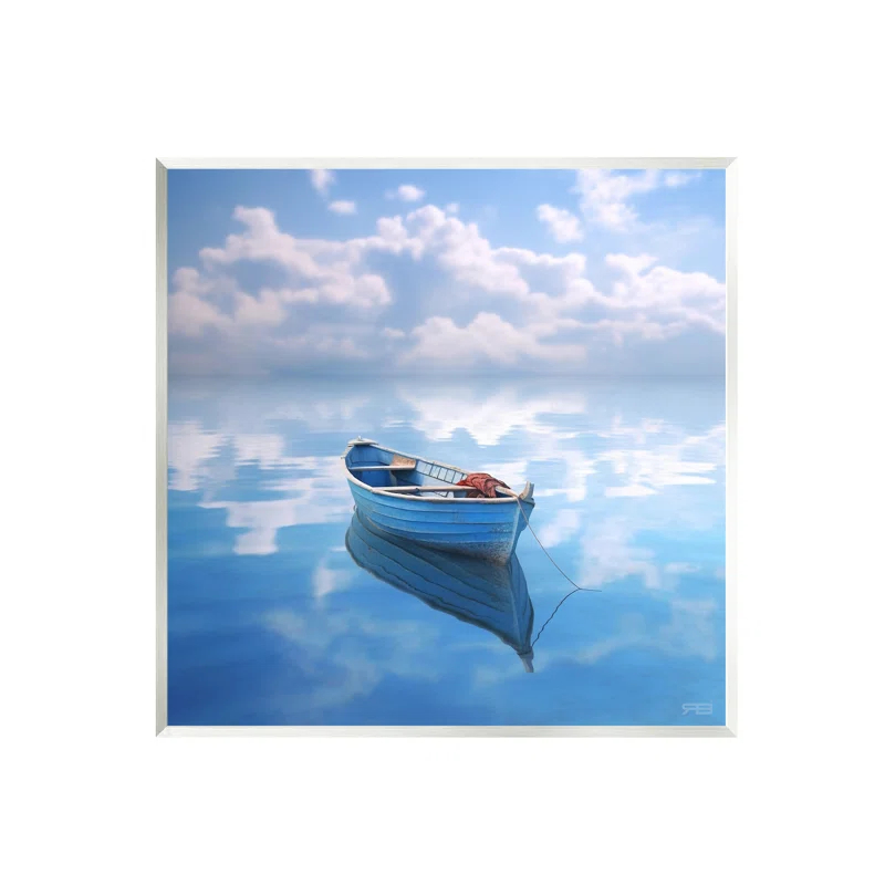Stupell Industries Bb-420-Wood " Lone Boat On Cloudy Sea " by RB
