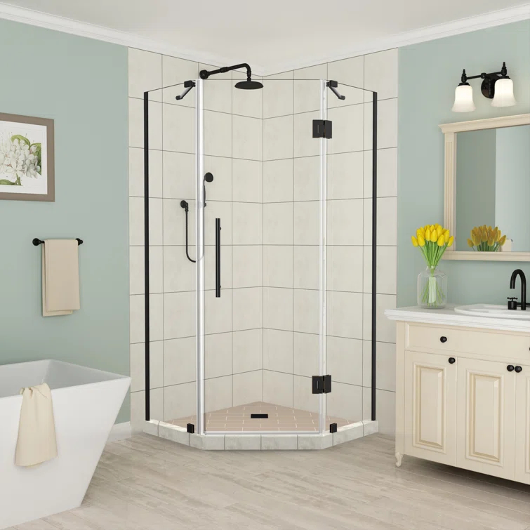 Aston Merrick 36" x 72" Neo Angle Hinged Shower Enclosure | Wayfair