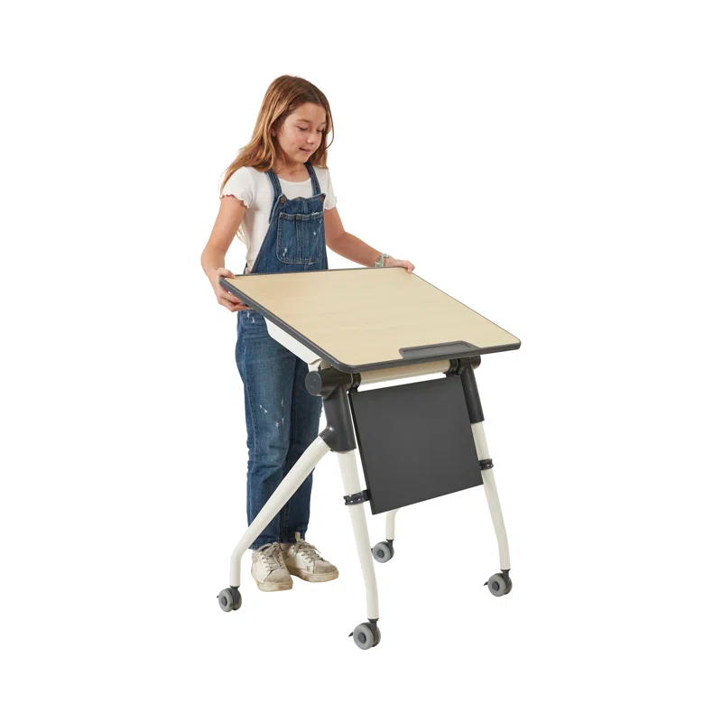 ECR4Kids ECR4Kids Nesting Student Desk, Portable Table, Maple/Grey