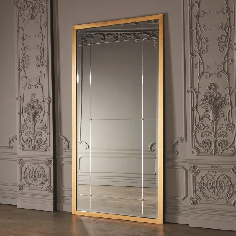 Global Views Beaumont Floor Mirror-Gold Leaf